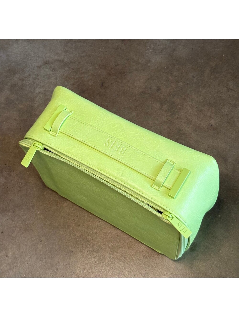 BEIS Neon Green Travel Makeup Bag w/ Multiple Compartments